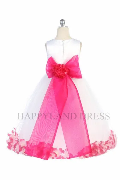 D2570 Ivory Dress with Flower Petals and Sash (26 Diff. Colors)