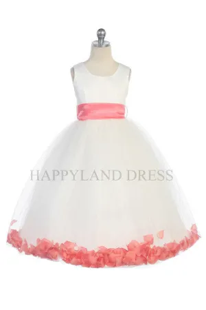 D2570 Ivory Dress with Flower Petals and Sash (26 Diff. Colors)