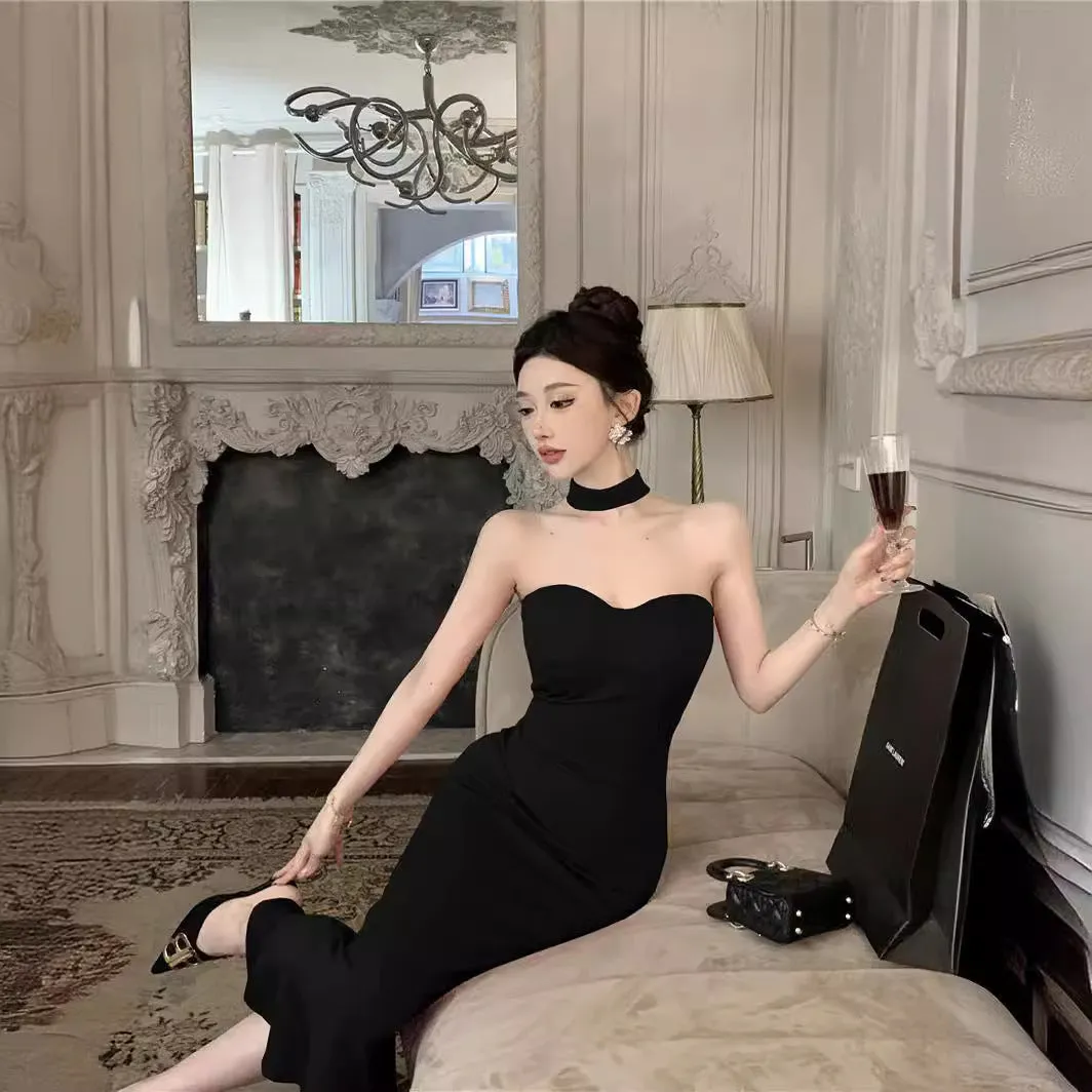 Darianrojas avant garde dress to impress French Style Sexy Royal Lady Style Elegant Lady Sexy Tube Top Dress Tight Waist Tight Fishtail Sheath Dress
