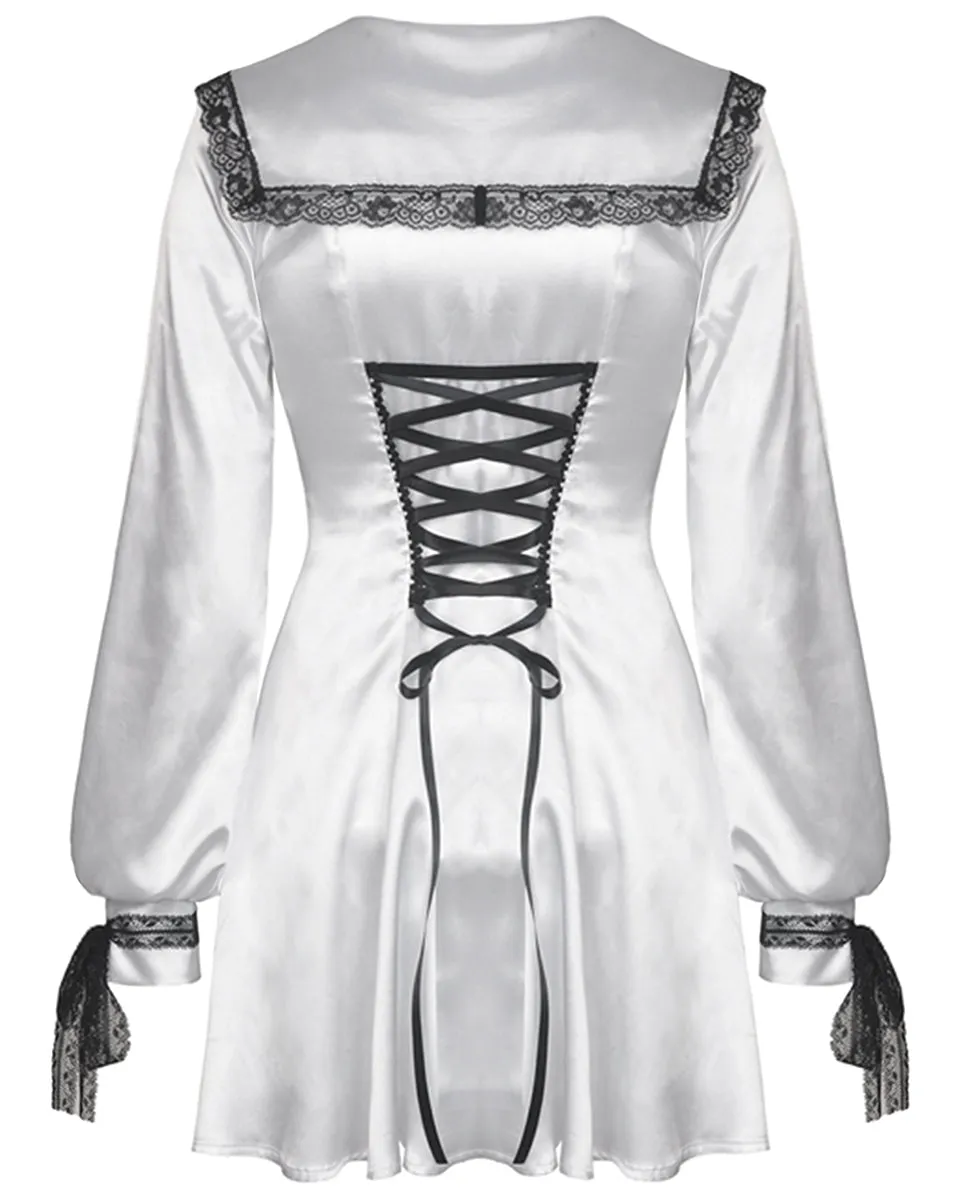 Dark In Love Underworld Butterfly Dress - White Sateen