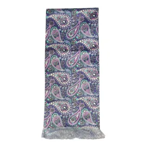 Deep Purple Paisley Printed Scarf With Pocket Square