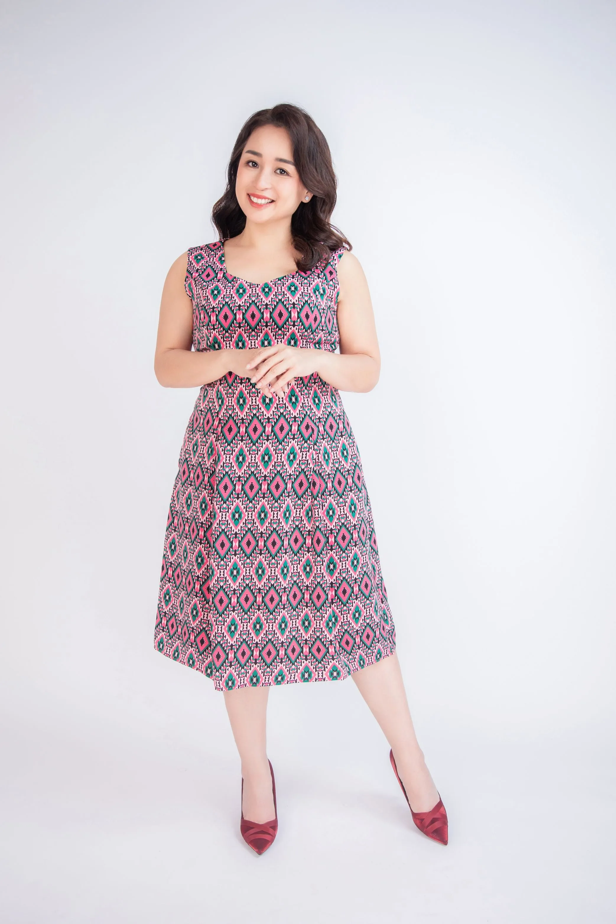 Diamond Pattern Sleeveless Dress