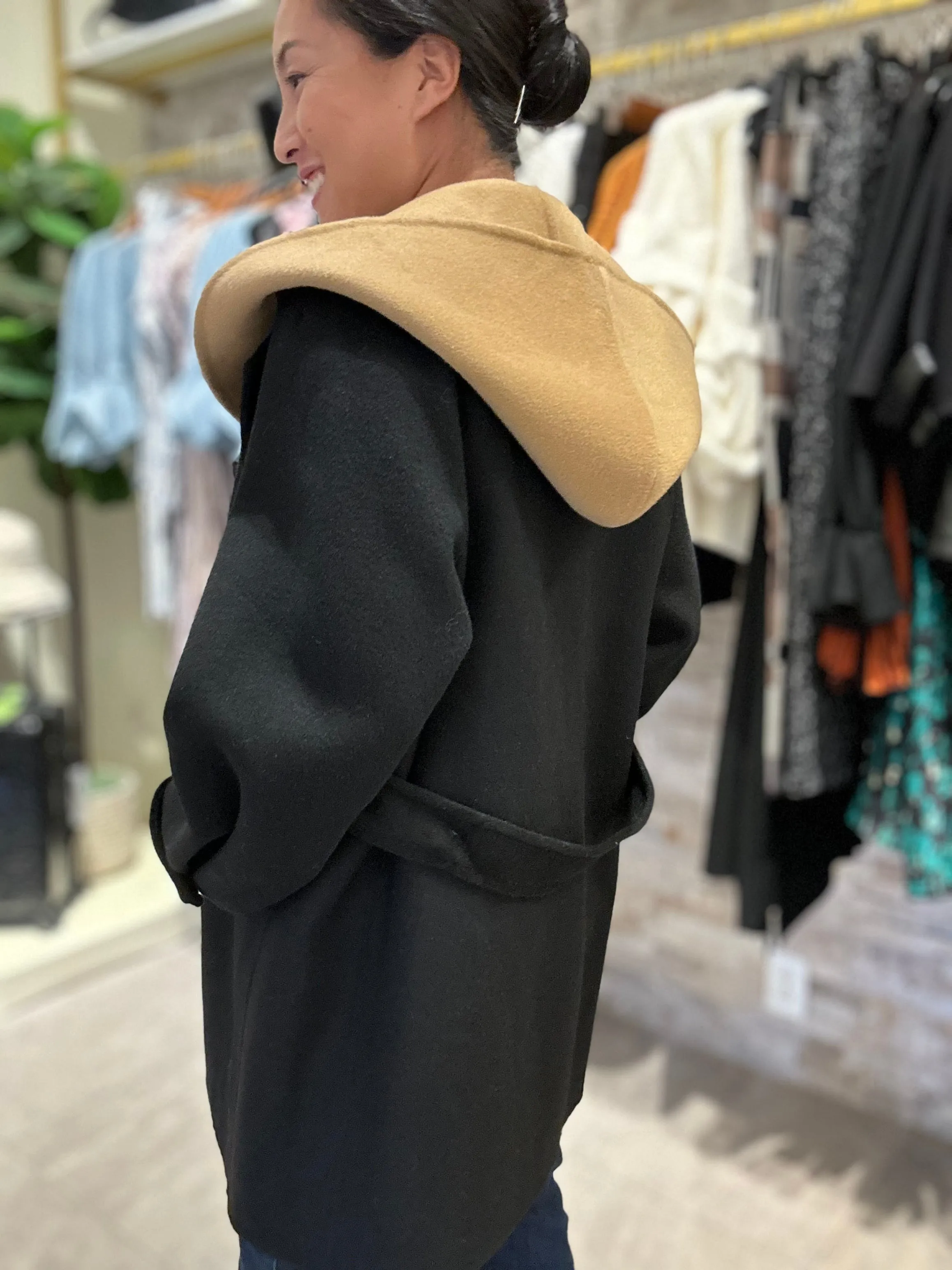 Double Face Wool Coat With Removbale Hood