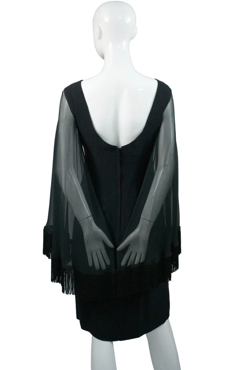 Dramatic Batwing Lilli Diamond Little Black Vintage Dress