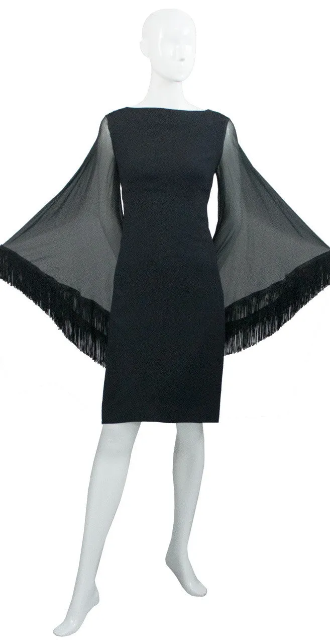 Dramatic Batwing Lilli Diamond Little Black Vintage Dress