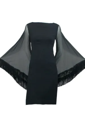 Dramatic Batwing Lilli Diamond Little Black Vintage Dress
