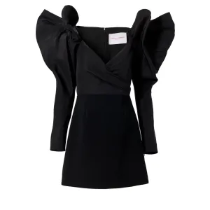 Dramatic Bow Sleeve Crossed Mini Dress