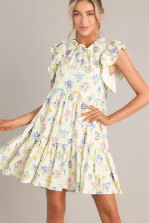 Dramatic Poise Ivory Floral Print Dress