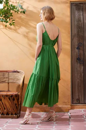 Dramatic summer belted dress <br> -GRN-
