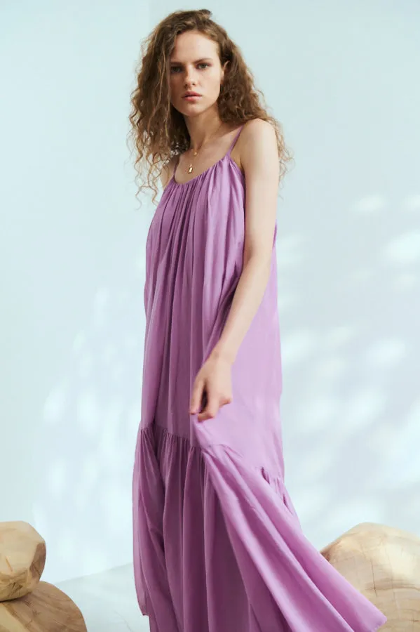 Dramatic summer belted dress <br> -LAV.Pink-