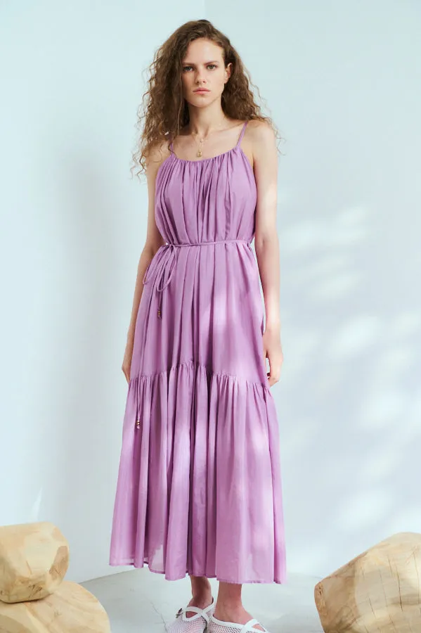 Dramatic summer belted dress <br> -LAV.Pink-