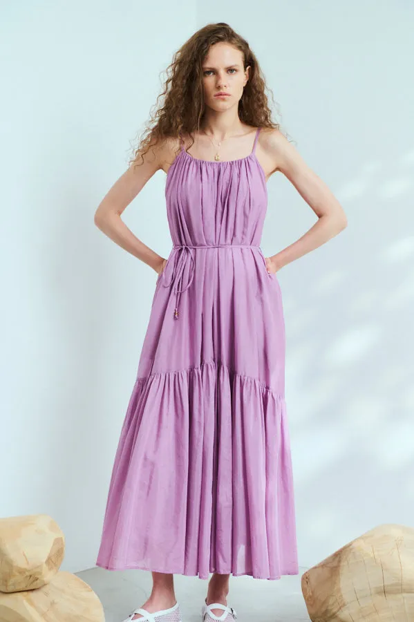 Dramatic summer belted dress <br> -LAV.Pink-