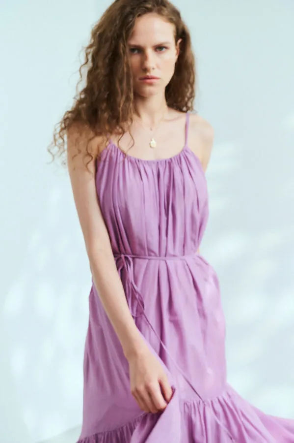 Dramatic summer belted dress <br> -LAV.Pink-