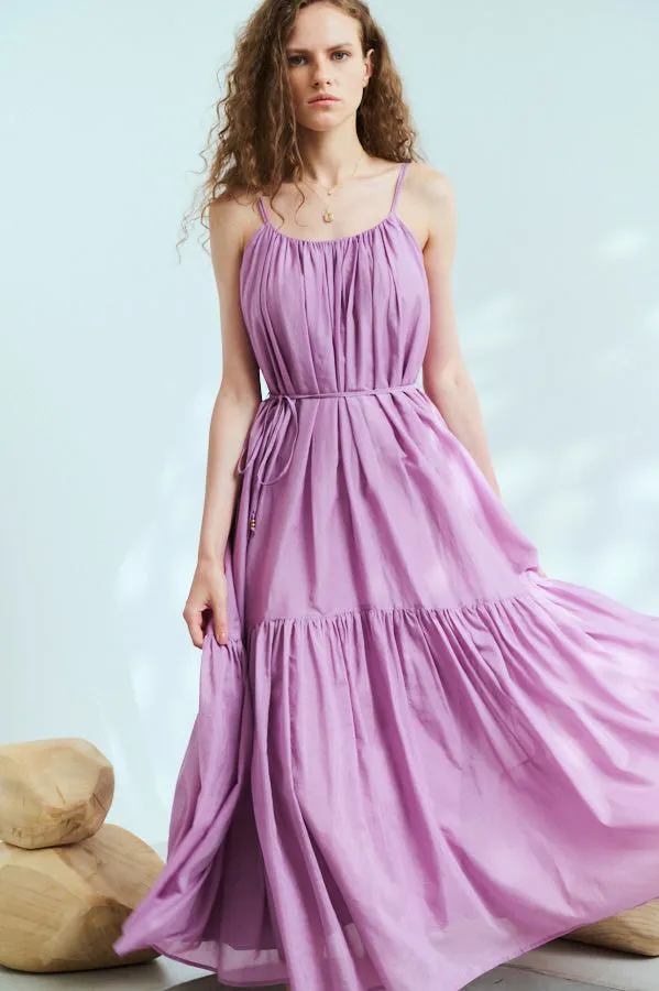 Dramatic summer belted dress <br> -LAV.Pink-