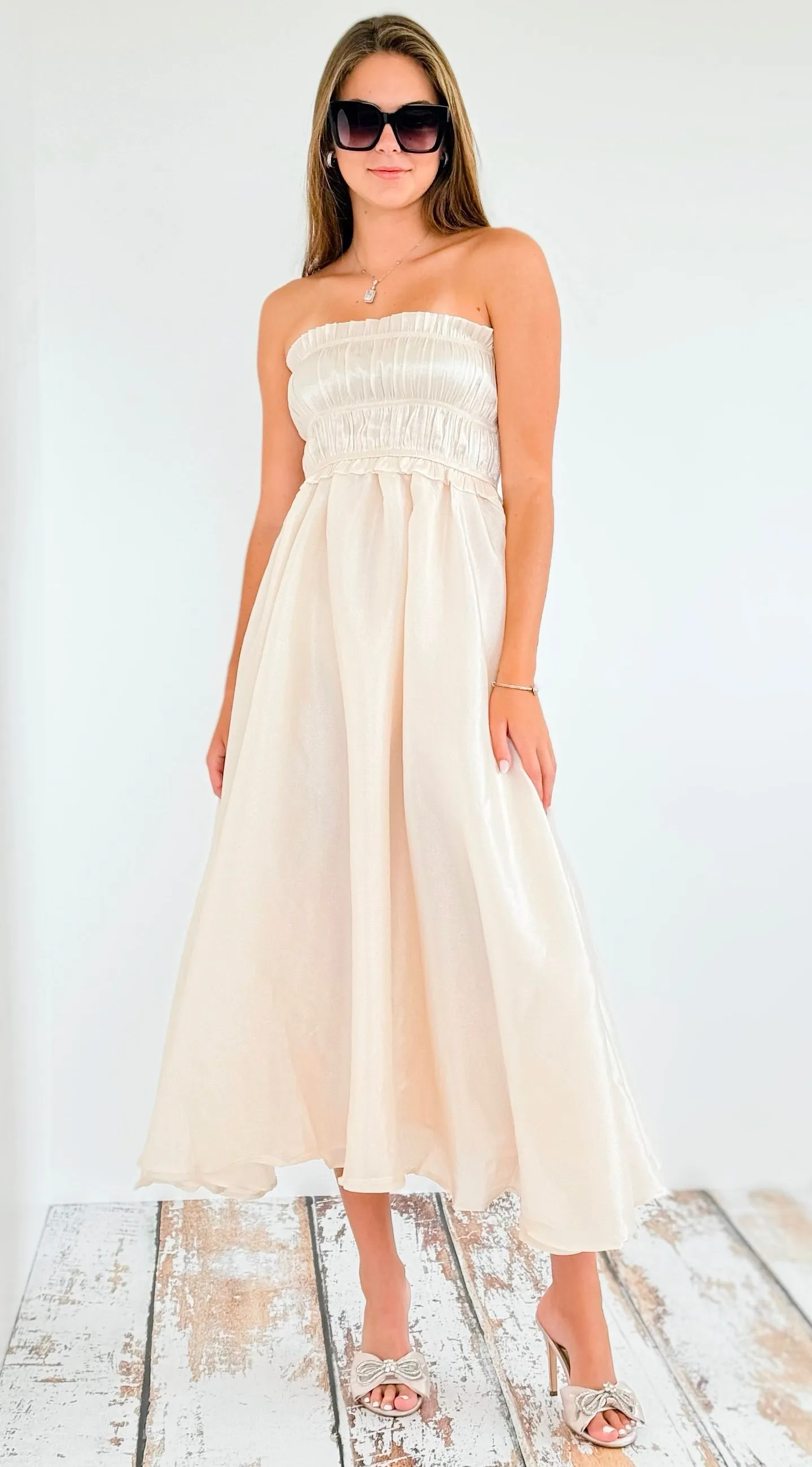 Draped Off Shoulder Maxi Dress