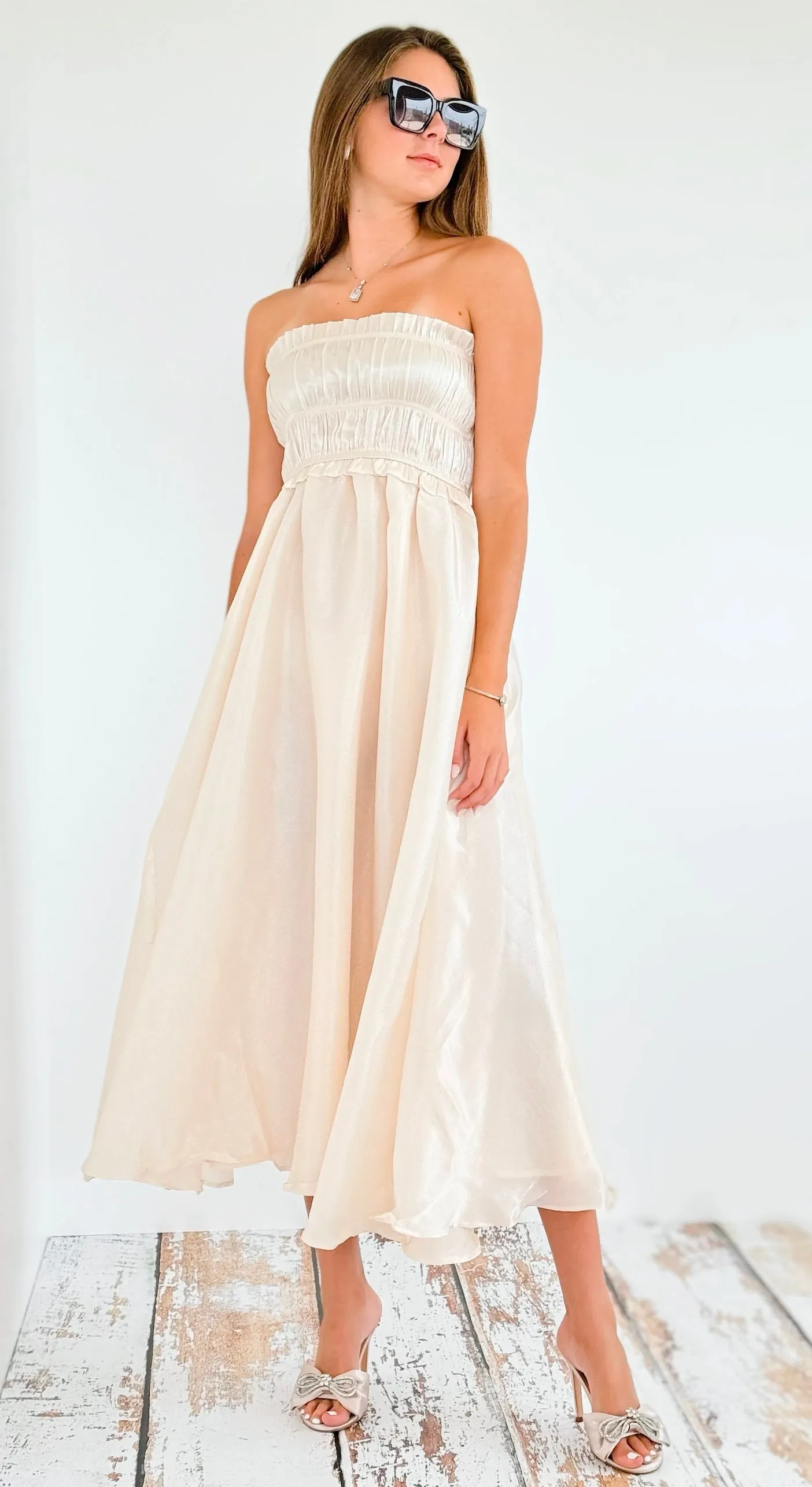 Draped Off Shoulder Maxi Dress