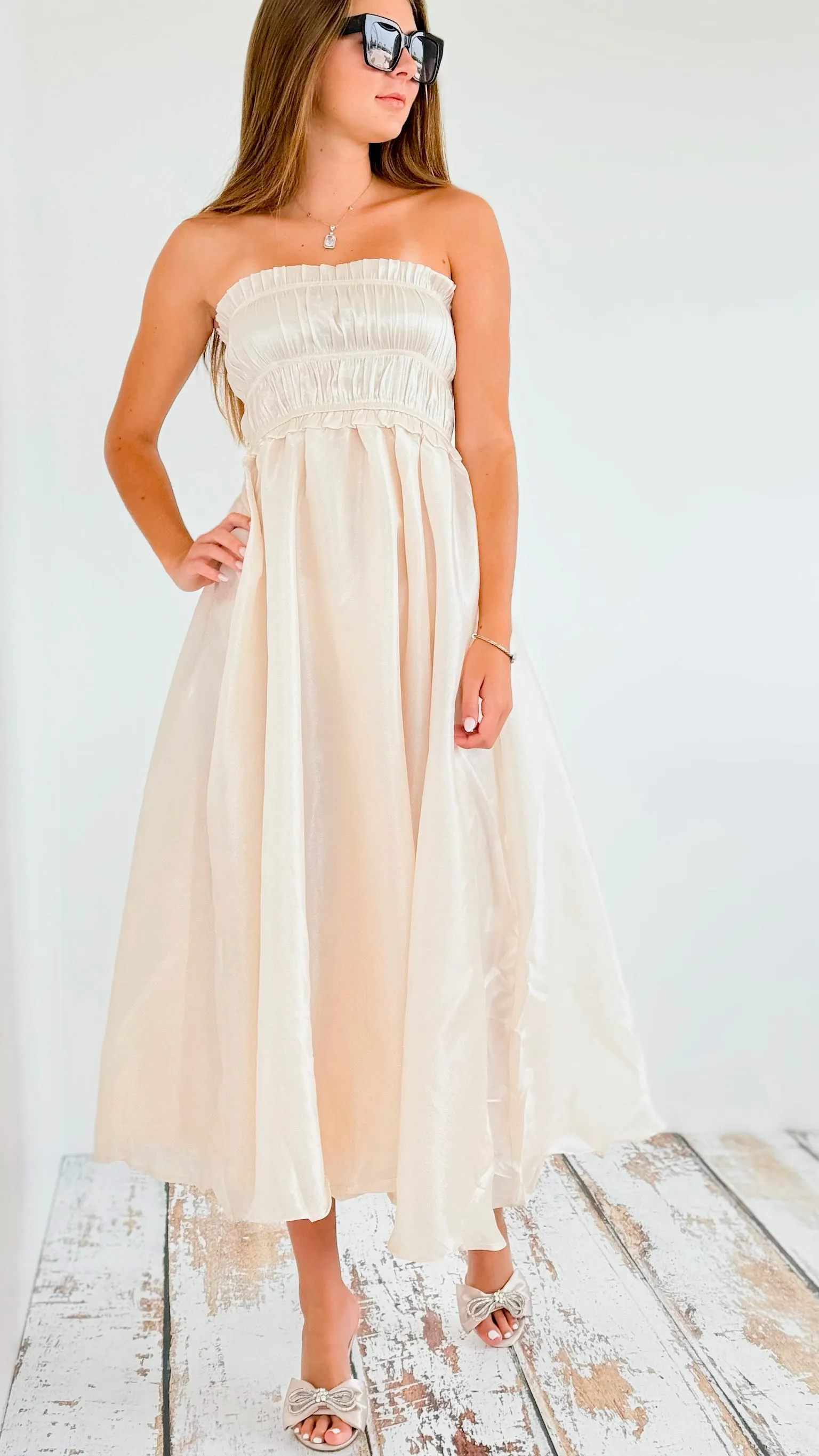 Draped Off Shoulder Maxi Dress