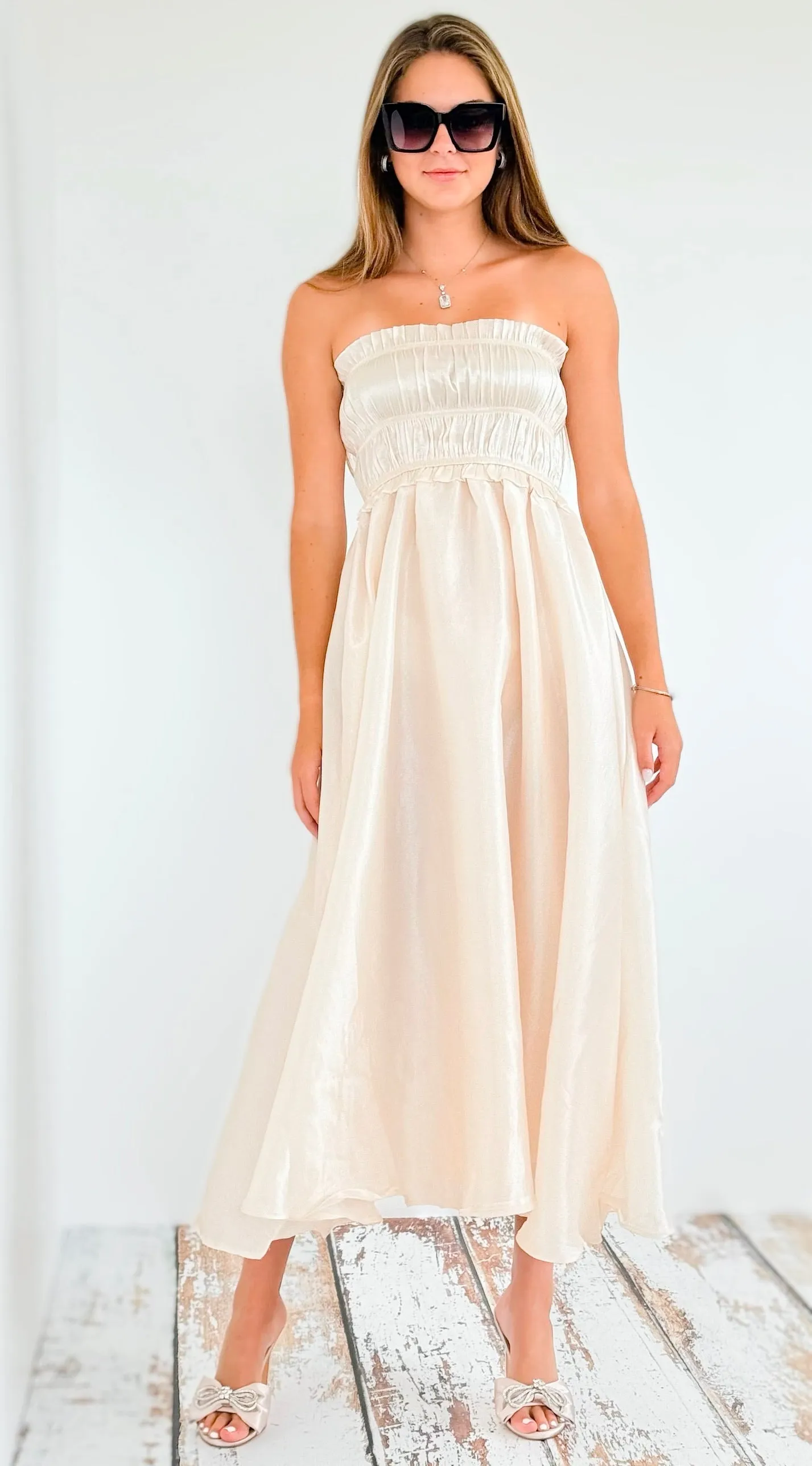 Draped Off Shoulder Maxi Dress