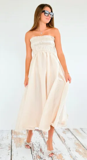 Draped Off Shoulder Maxi Dress