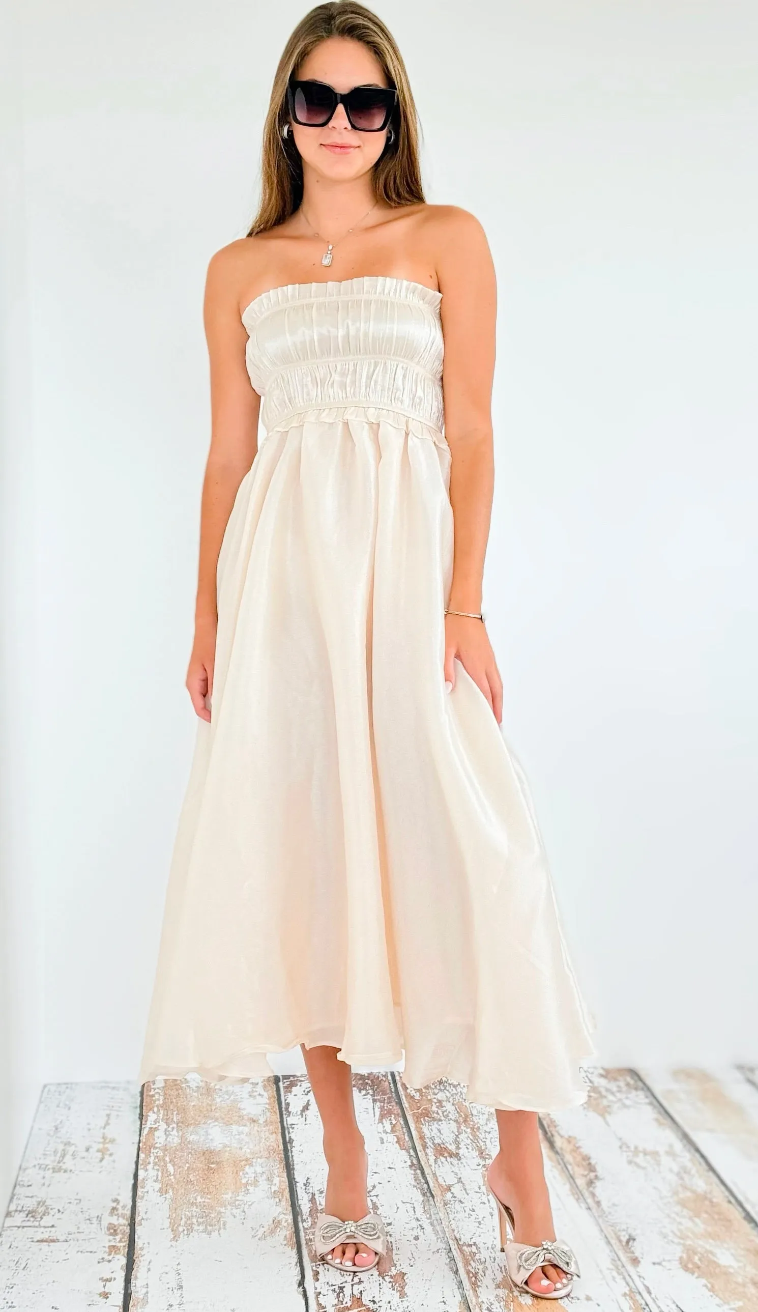 Draped Off Shoulder Maxi Dress