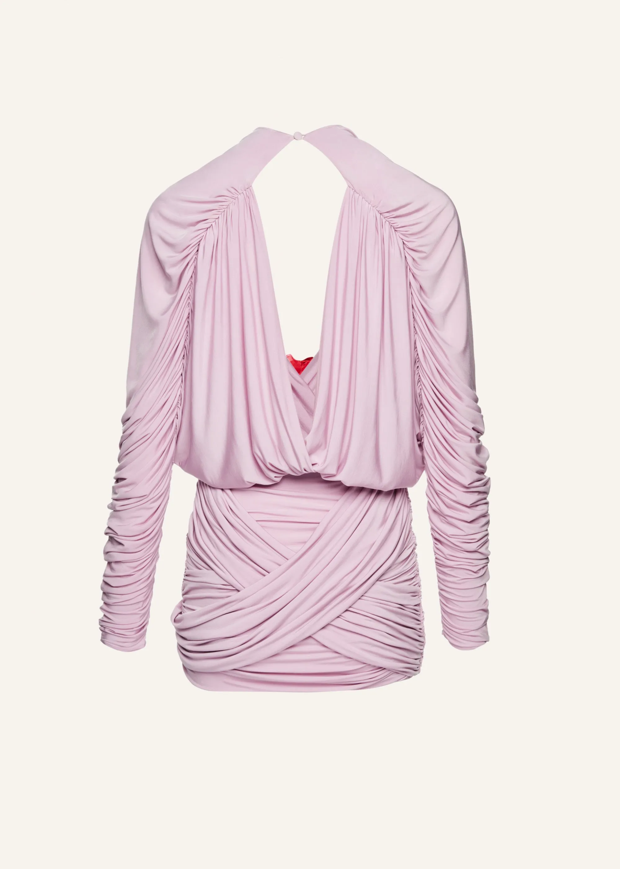 Draped V-neck mini dress in violet