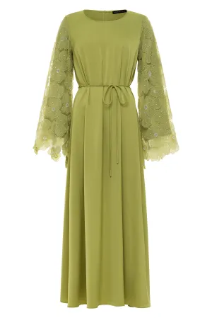 Elara Petal Maxi Dress - Cypress Green