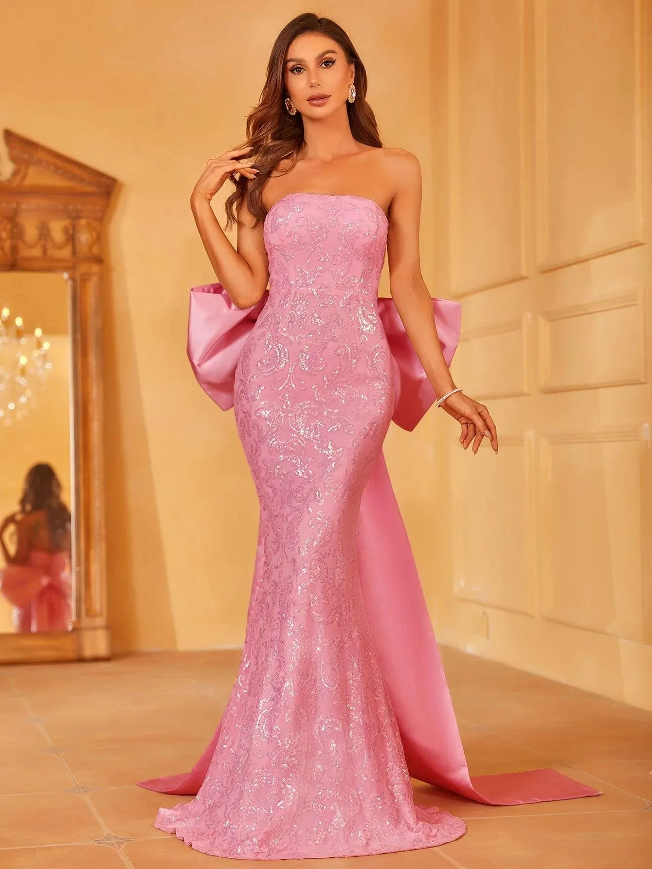Elegant Maxi Mermaid Hem Tube Dress With Bow
