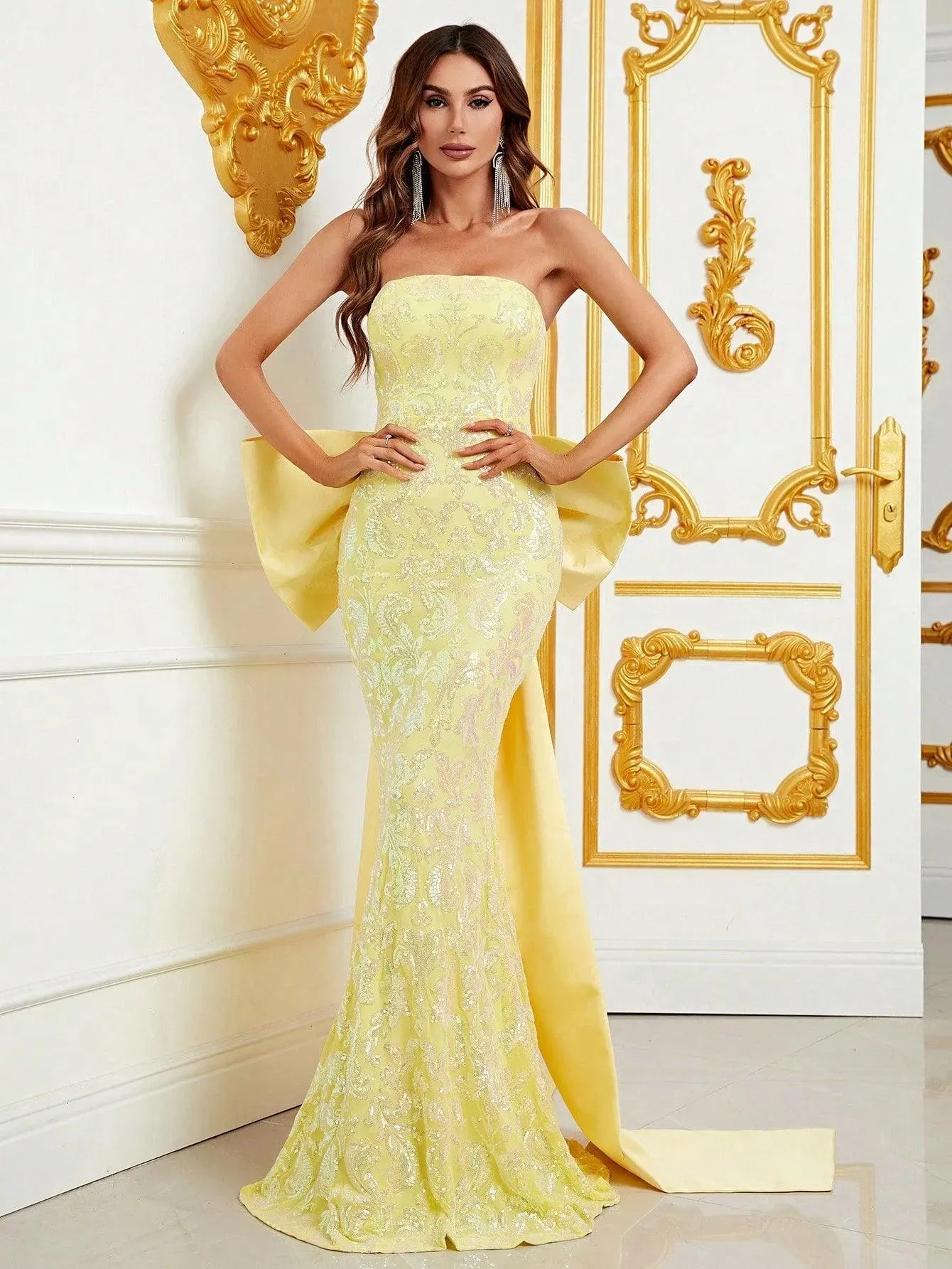 Elegant Maxi Mermaid Hem Tube Dress With Bow