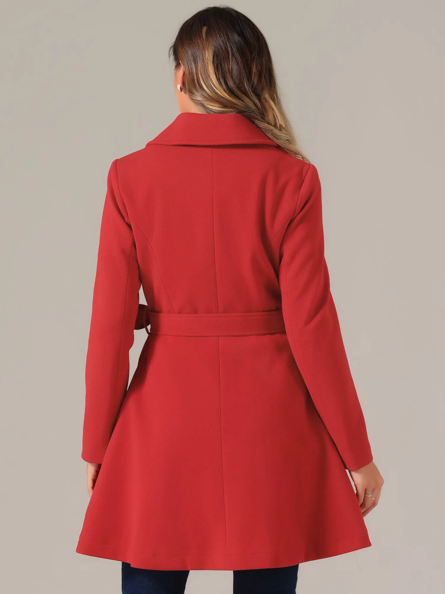 Elegant Overcoat Shawl Collar Single Winter Belted Long Coat