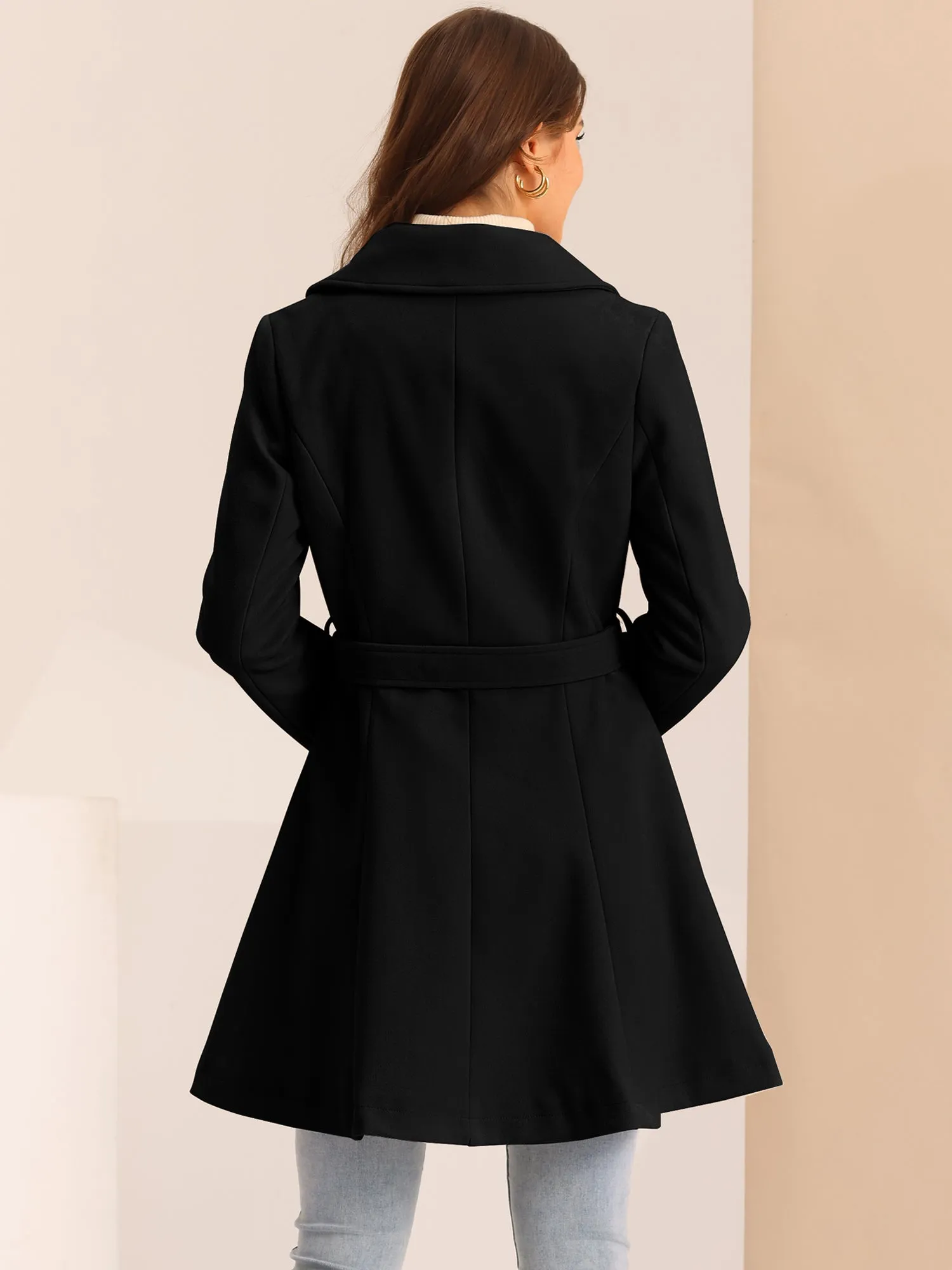 Elegant Overcoat Shawl Collar Single Winter Belted Long Coat