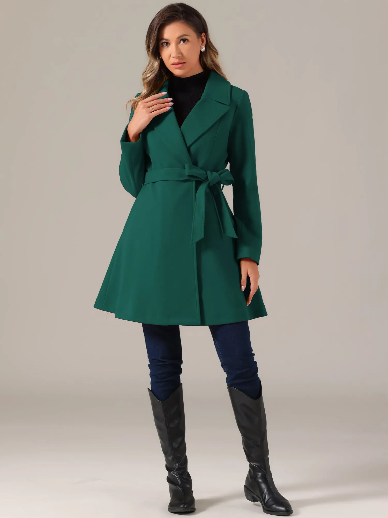 Elegant Overcoat Shawl Collar Single Winter Belted Long Coat