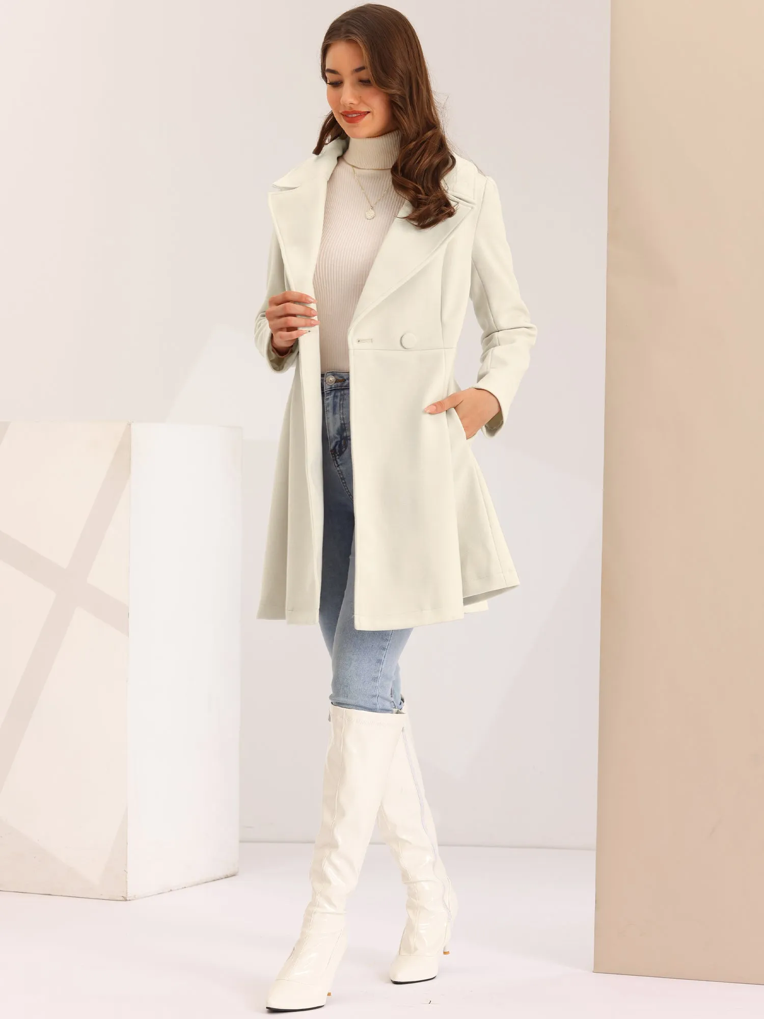 Elegant Overcoat Shawl Collar Single Winter Belted Long Coat