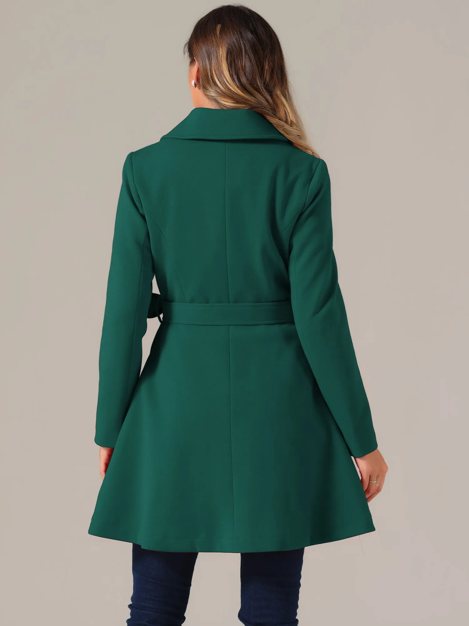 Elegant Overcoat Shawl Collar Single Winter Belted Long Coat
