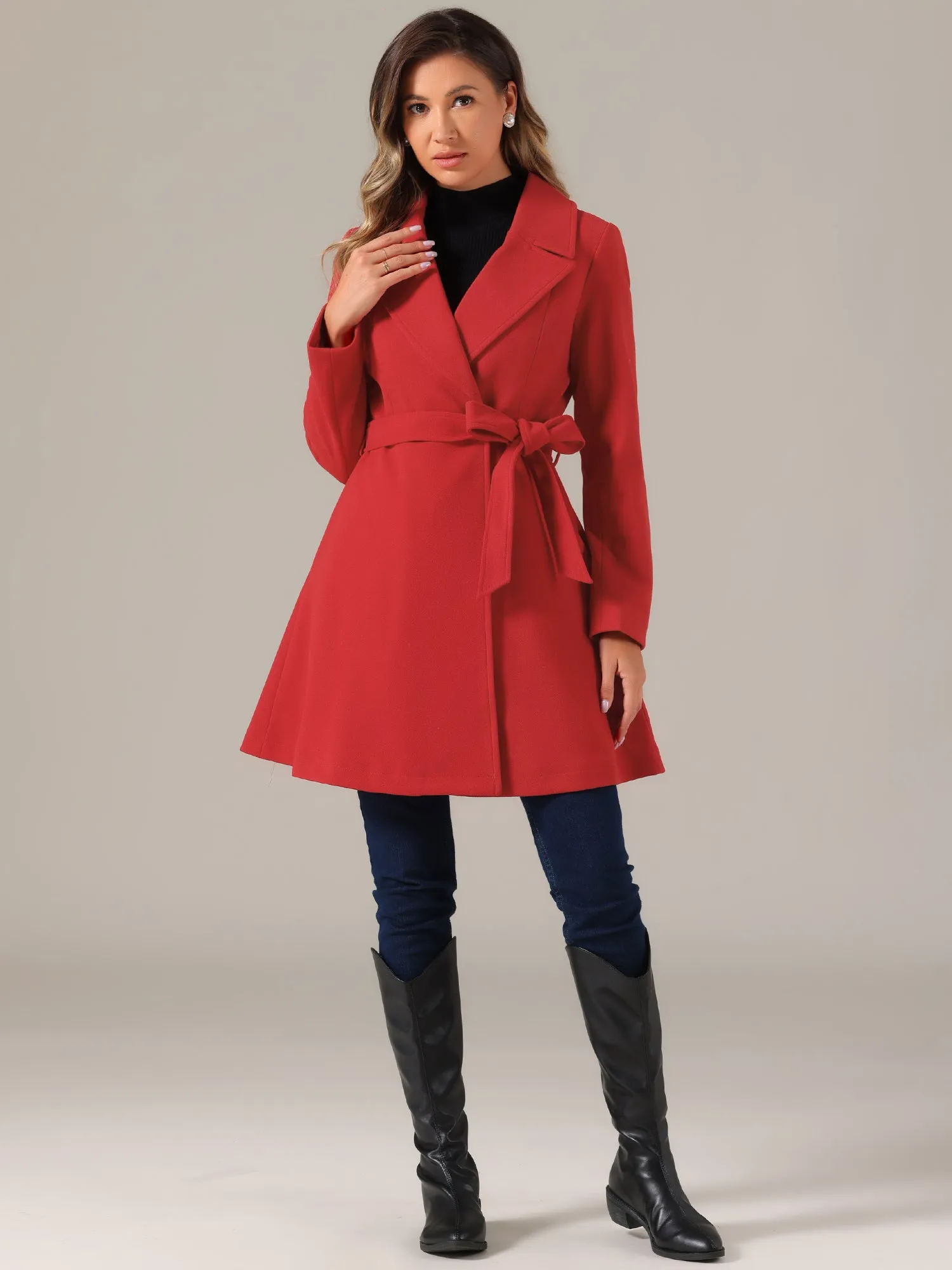 Elegant Overcoat Shawl Collar Single Winter Belted Long Coat