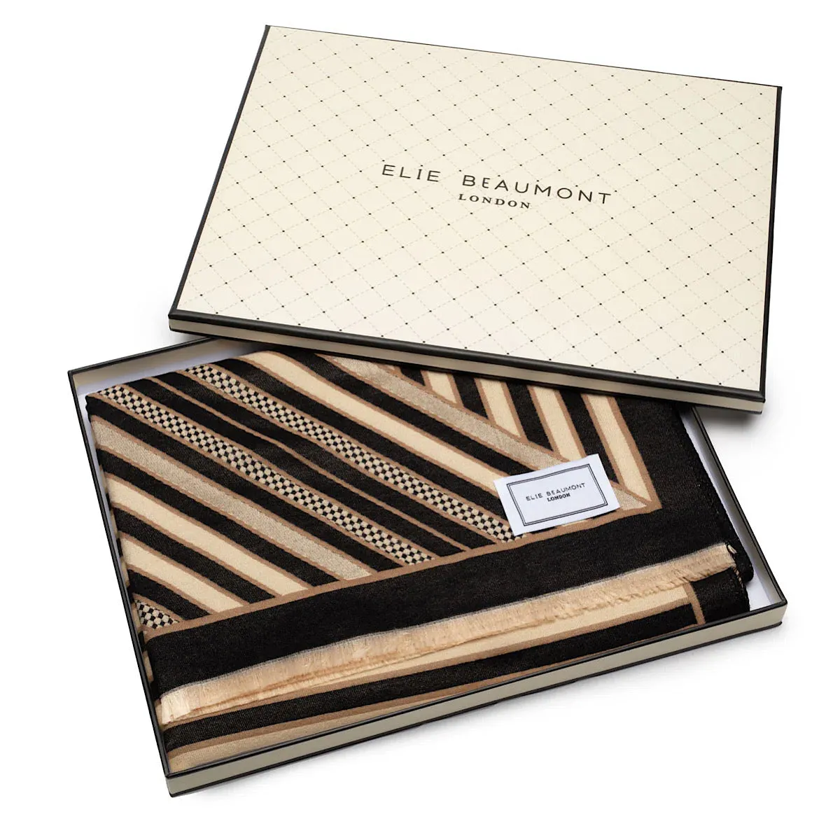 Elie Beaumont Boxed Winter Scarf - Black & Ivory Art Deco