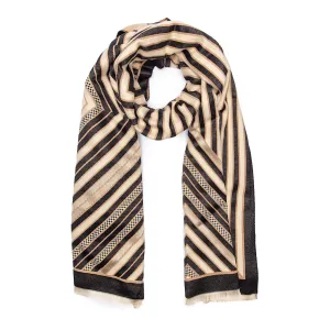Elie Beaumont Boxed Winter Scarf - Black & Ivory Art Deco