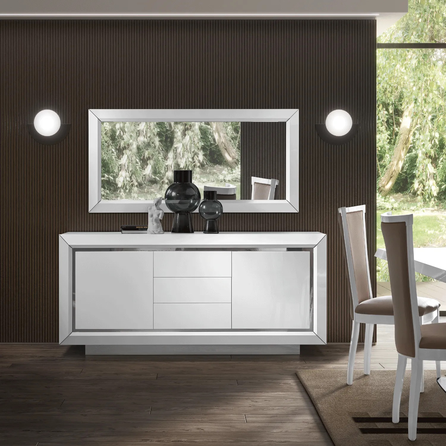 Elite White Maxi Mirror For 3Door Buffet