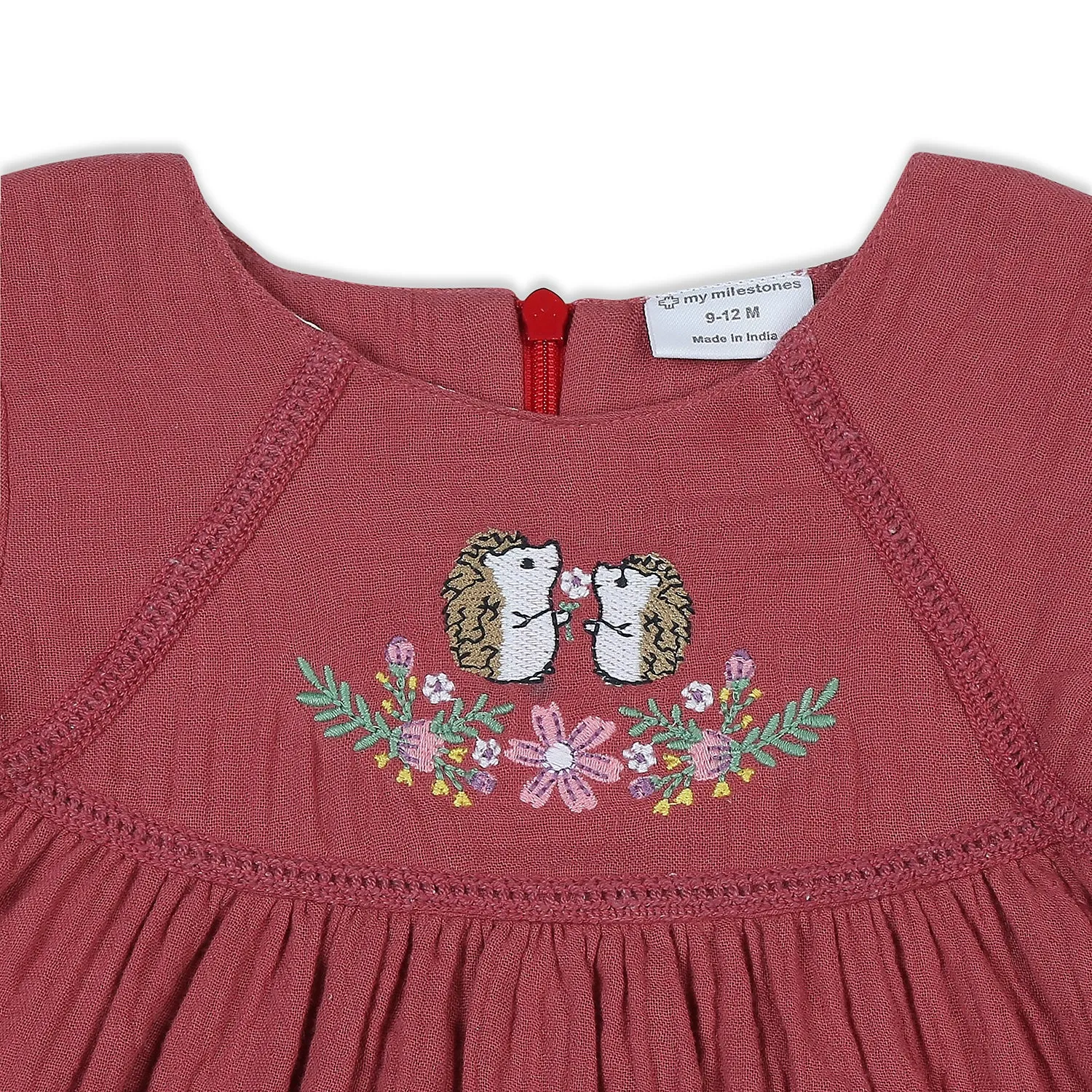 Embroidered Maroon Double Cloth Dress