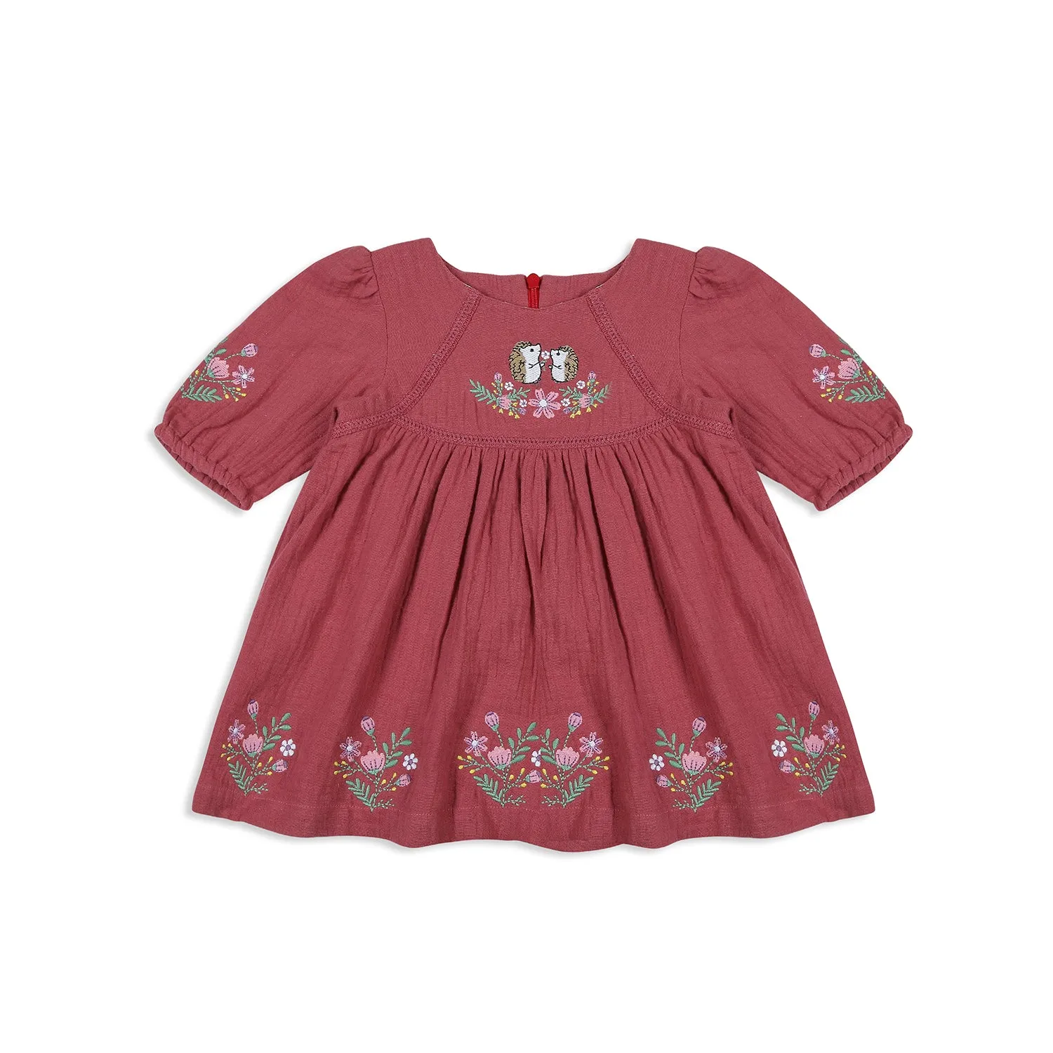 Embroidered Maroon Double Cloth Dress