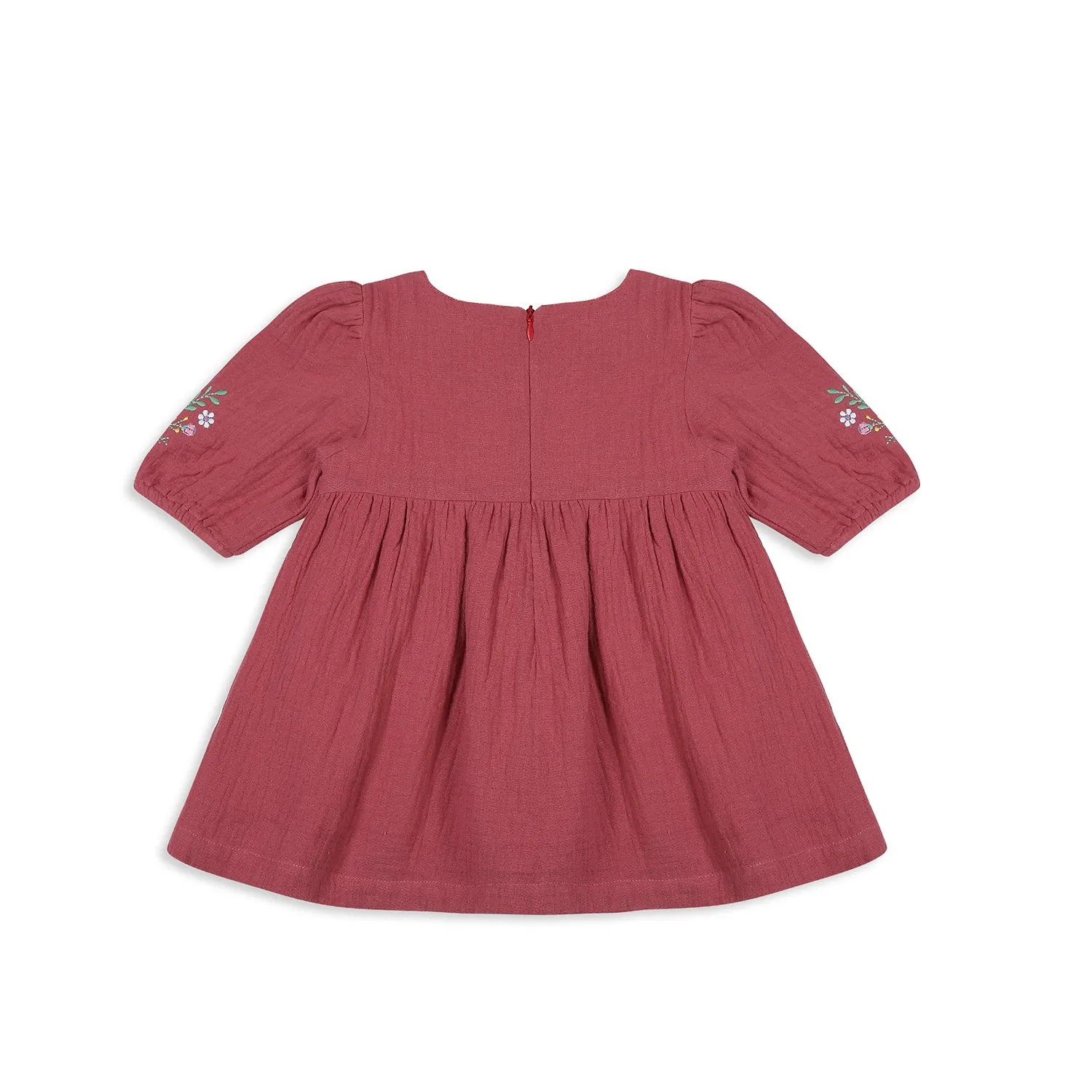 Embroidered Maroon Double Cloth Dress