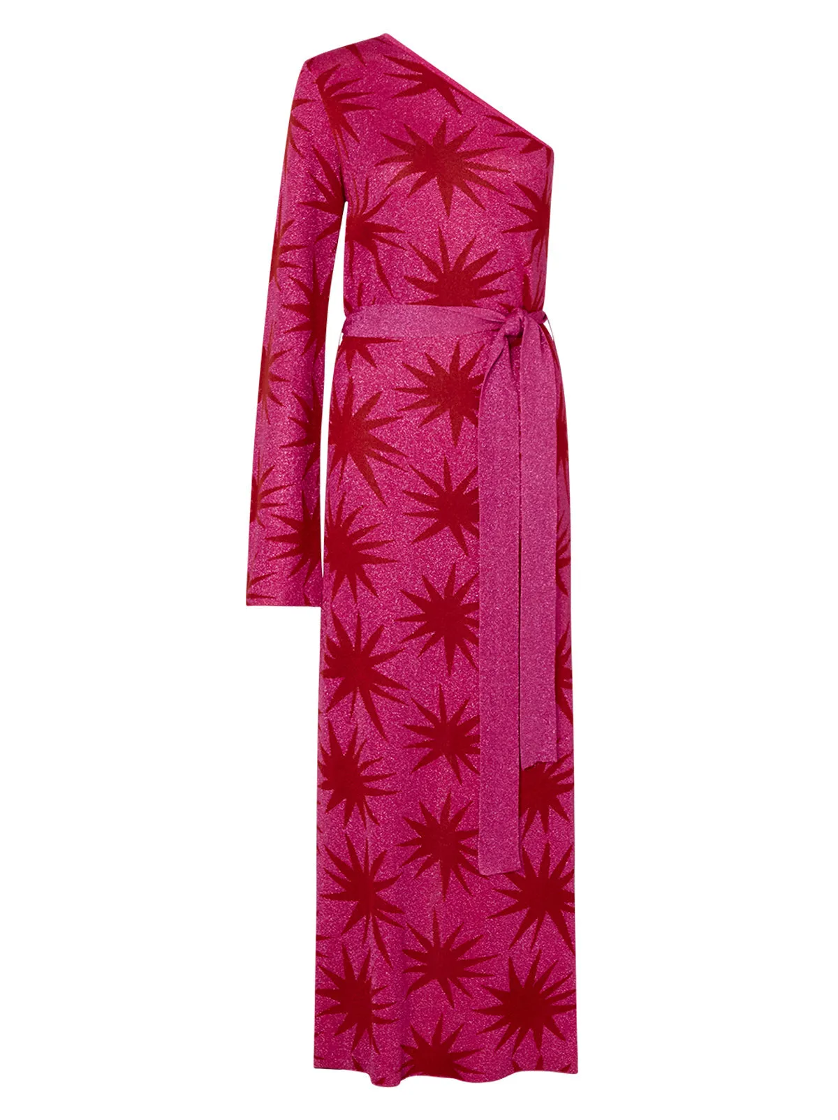 Esme Pink Star Lurex Knit One Shoulder Dress