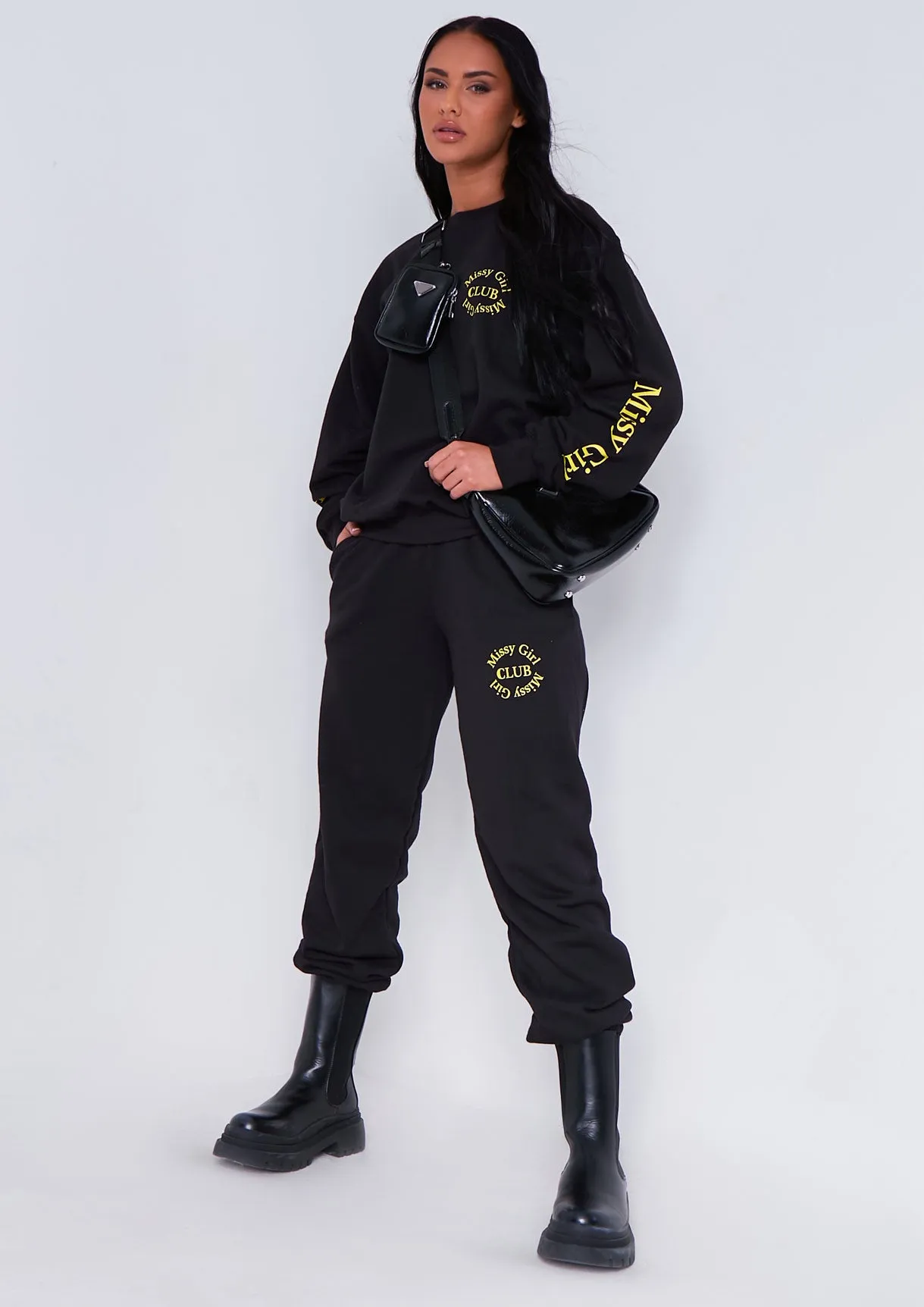 Esther Black Missy Empire Club Joggers