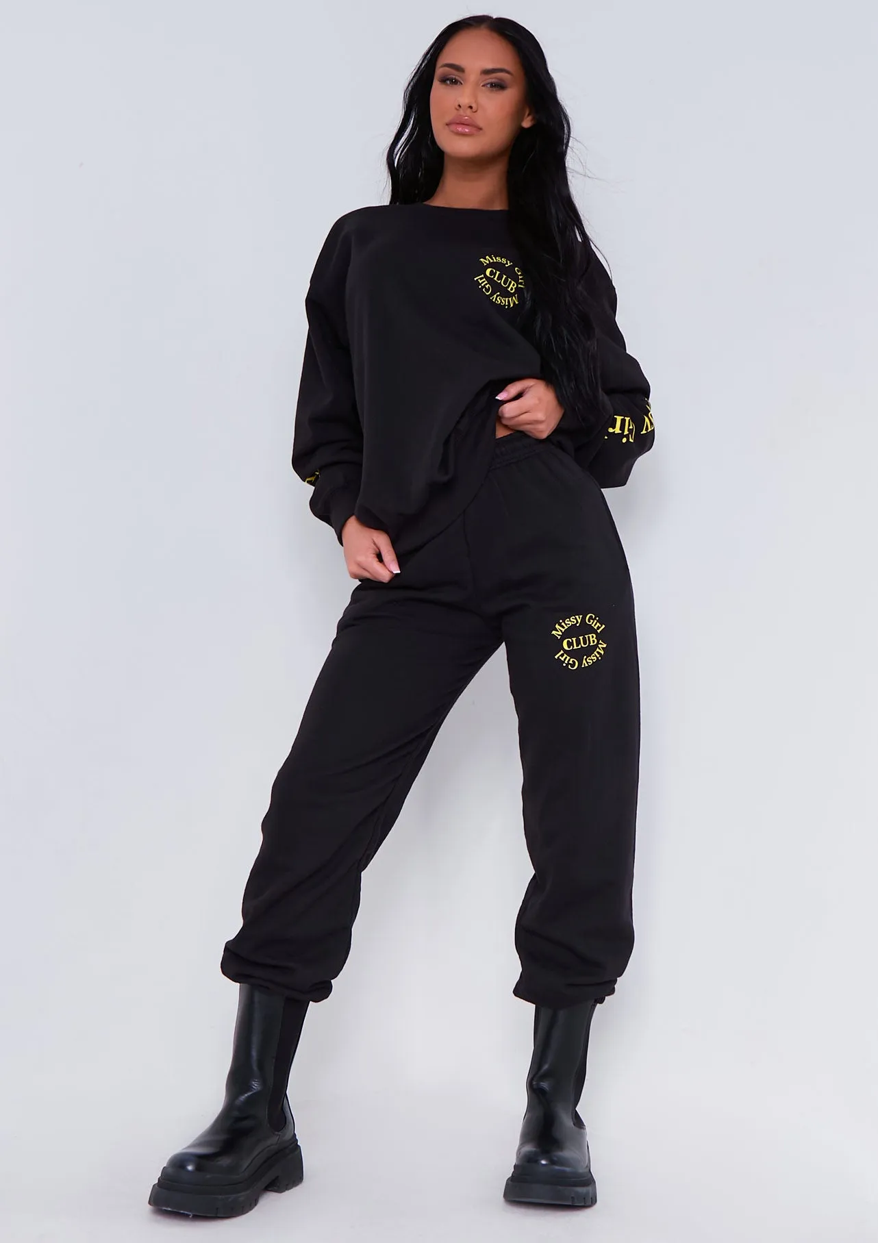 Esther Black Missy Empire Club Joggers