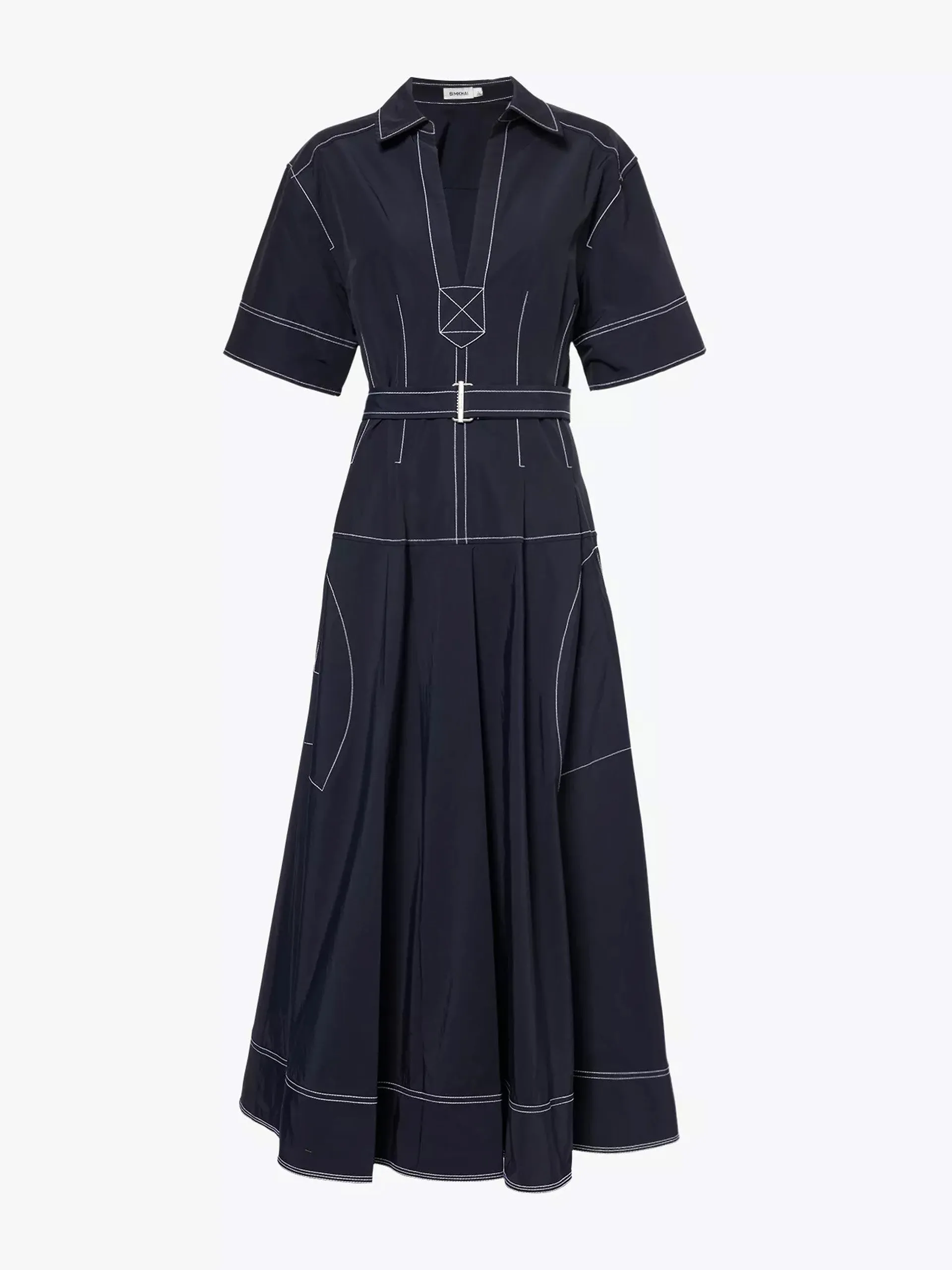 Esti V-neck cotton-blend woven midi dress