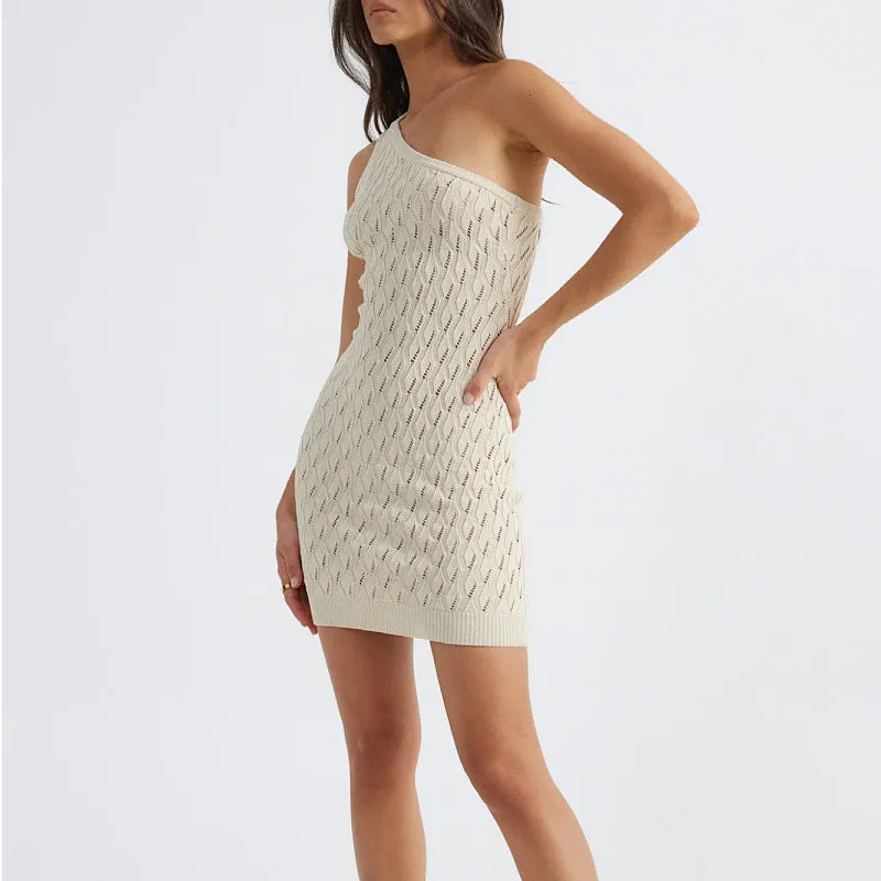 Eulalie  - One-Shoulder Knit Mini Dress