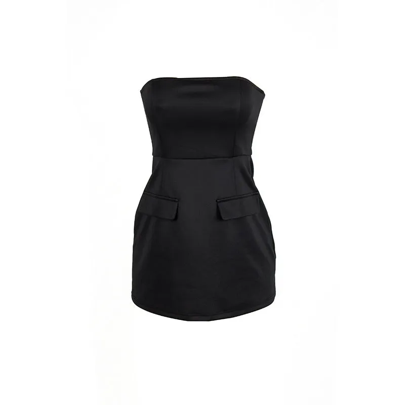 Fashionkova avant garde dress to impress  Summer New Solid Color Sleeveless Sexy Tube Top Slim High Waist Short Dress