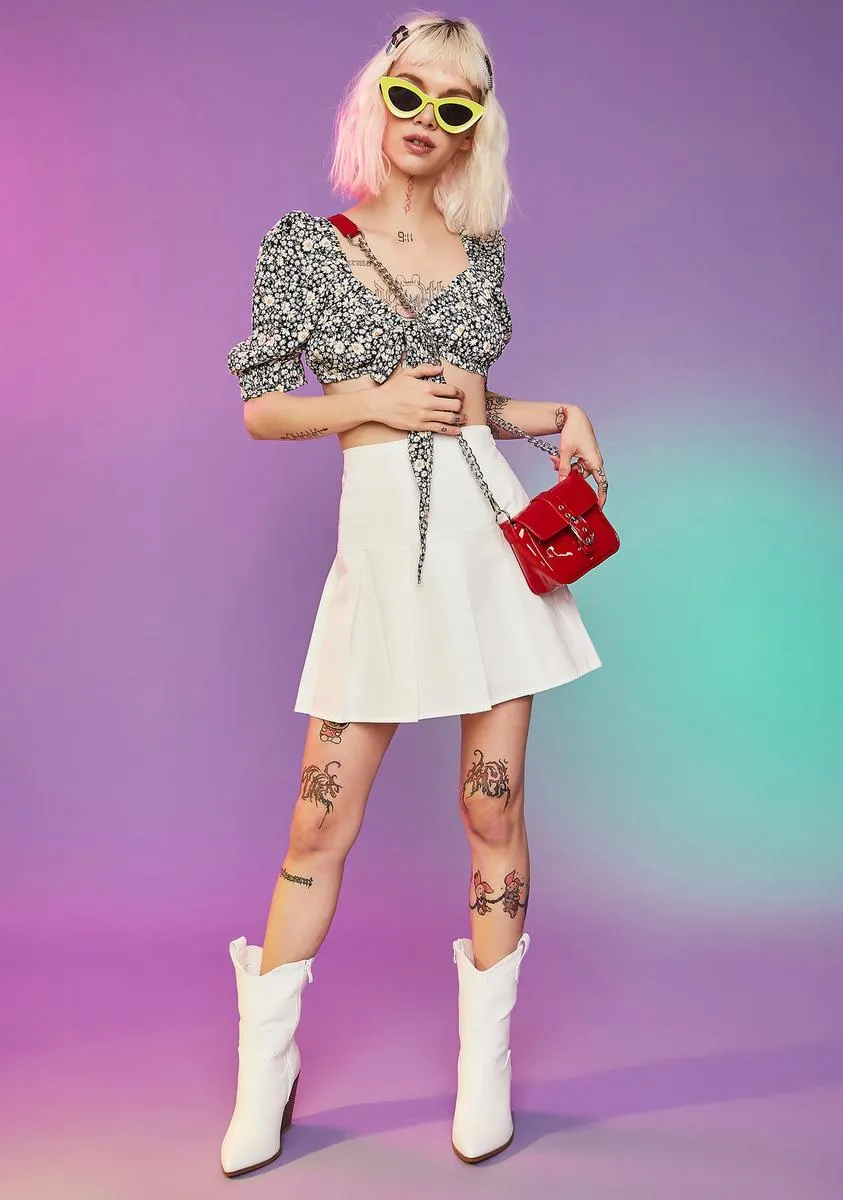 Ferris Wheelin' Poplin Pleated Mini Skirt