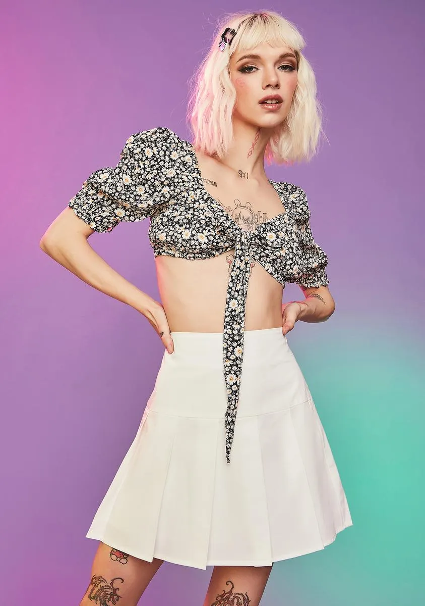 Ferris Wheelin' Poplin Pleated Mini Skirt