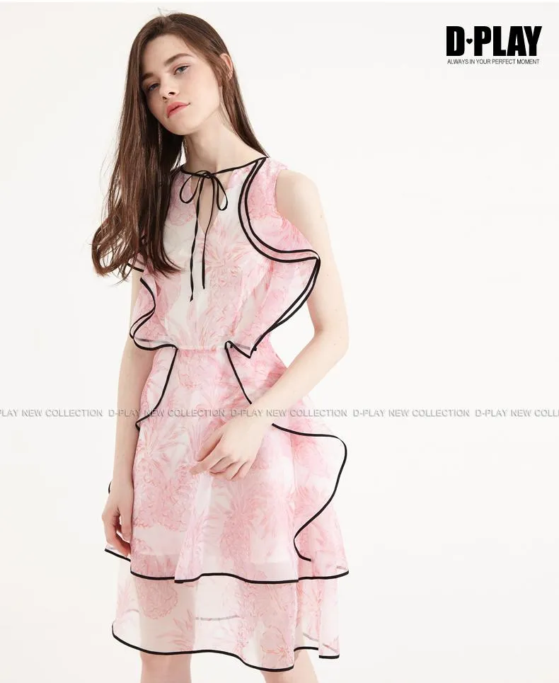 FINAL SALE lotus leaf lace yarn pink avant-garde dress- Toli