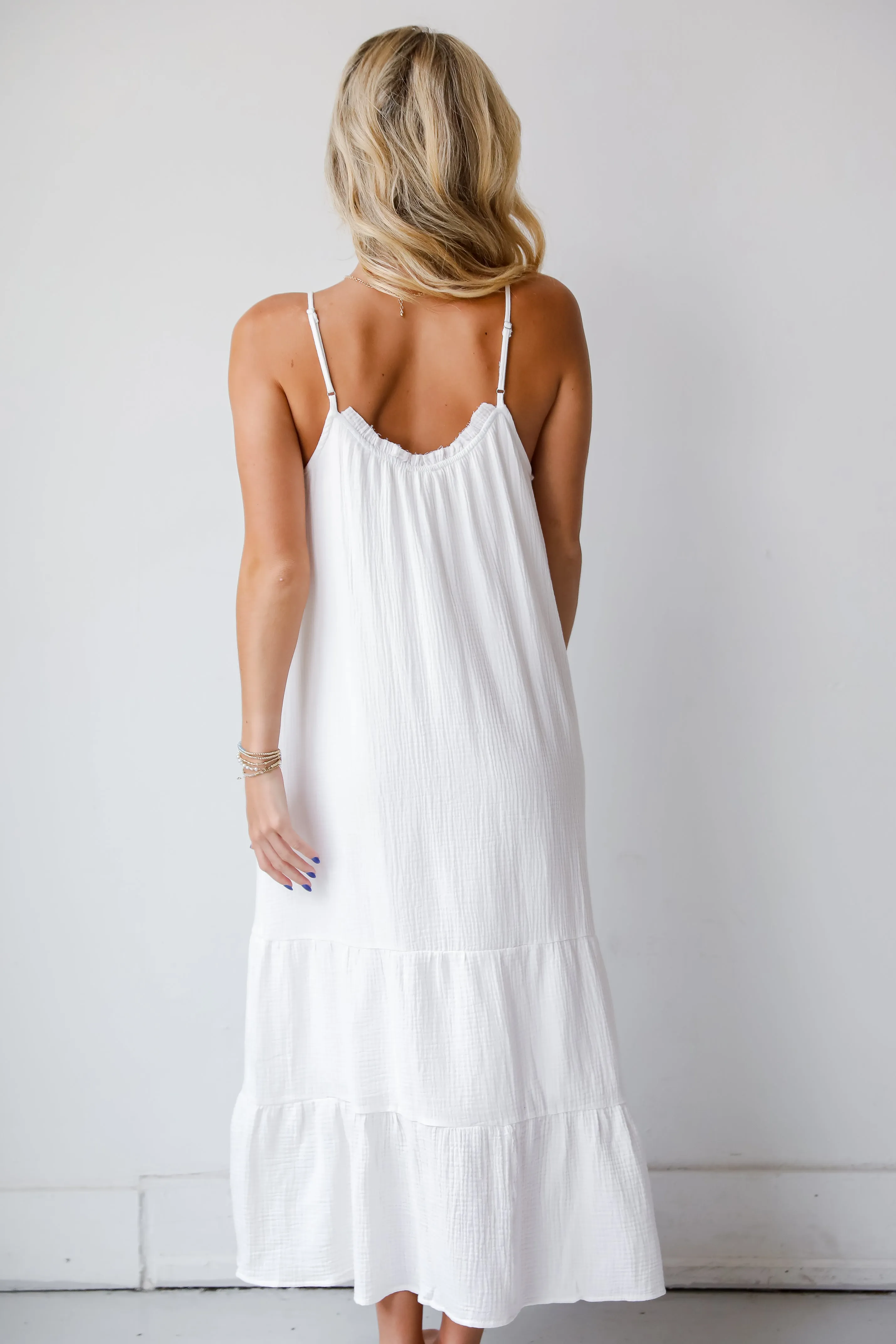 FINAL SALE - Sunkissed Cutie White Linen Maxi Dress